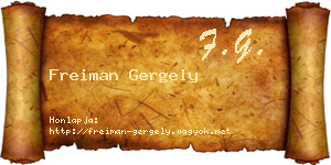 Freiman Gergely névjegykártya